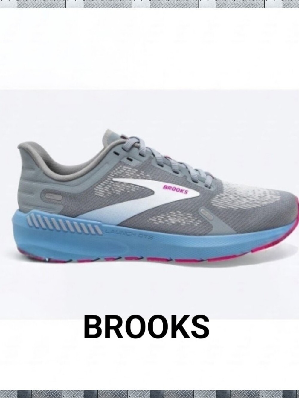 Brooks Women's Launch GTS 9 Running Shoe Gray Pink Blue Mesh - Picture 2 of 15